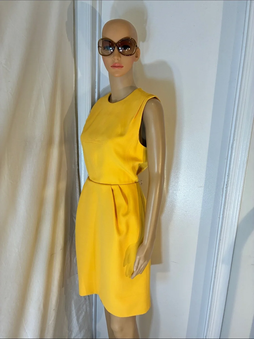 Stunning Like New Louis Vuitton Yellow Sleeveless Pleated Dress